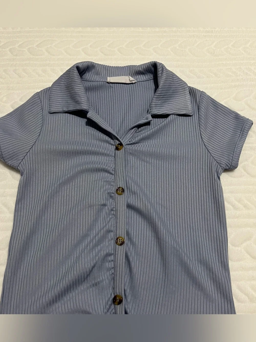 💗 Beautees - Girls Blue Short-Sleeve Button Front Top with Plaid Skirt‎